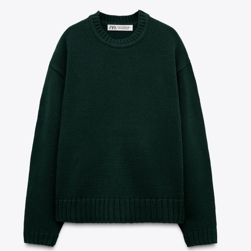 Zara Women Basic Knit Sweater Green  XS